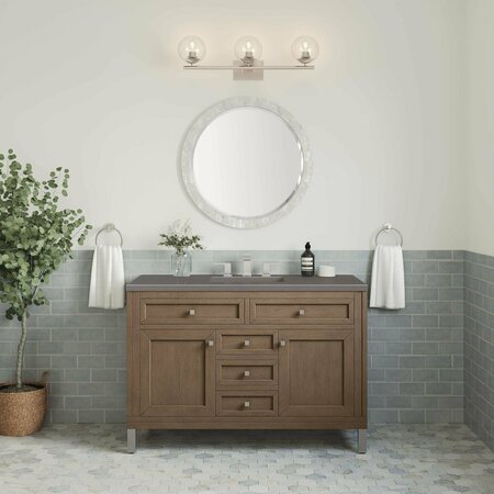 James Martin Vanities Chicago 48in Single Vanity, Whitewashed Walnut w/ 3 CM Grey Expo Quartz Top 305-V48-WWW-3GEX